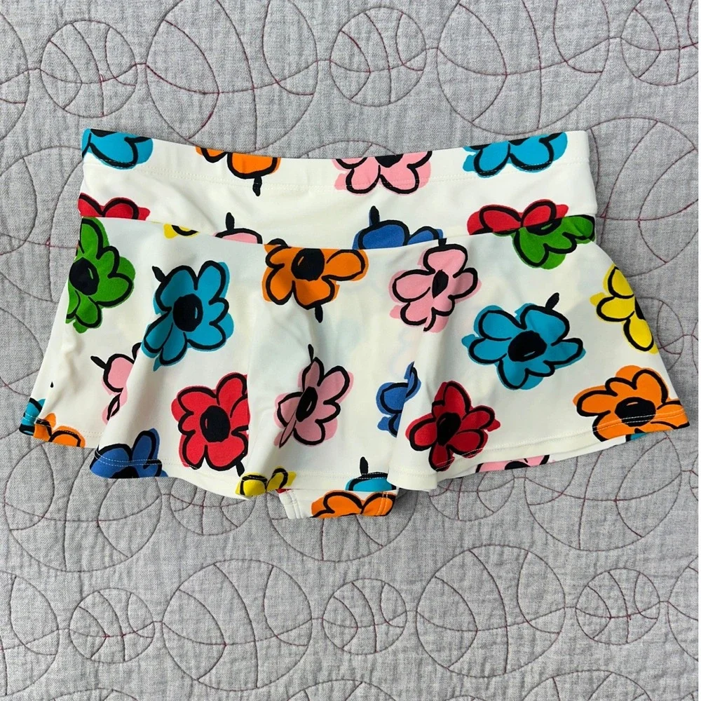 Hanna Andersson Swim Skirt White Floral Bold‎ Multi-Color / Girls 12